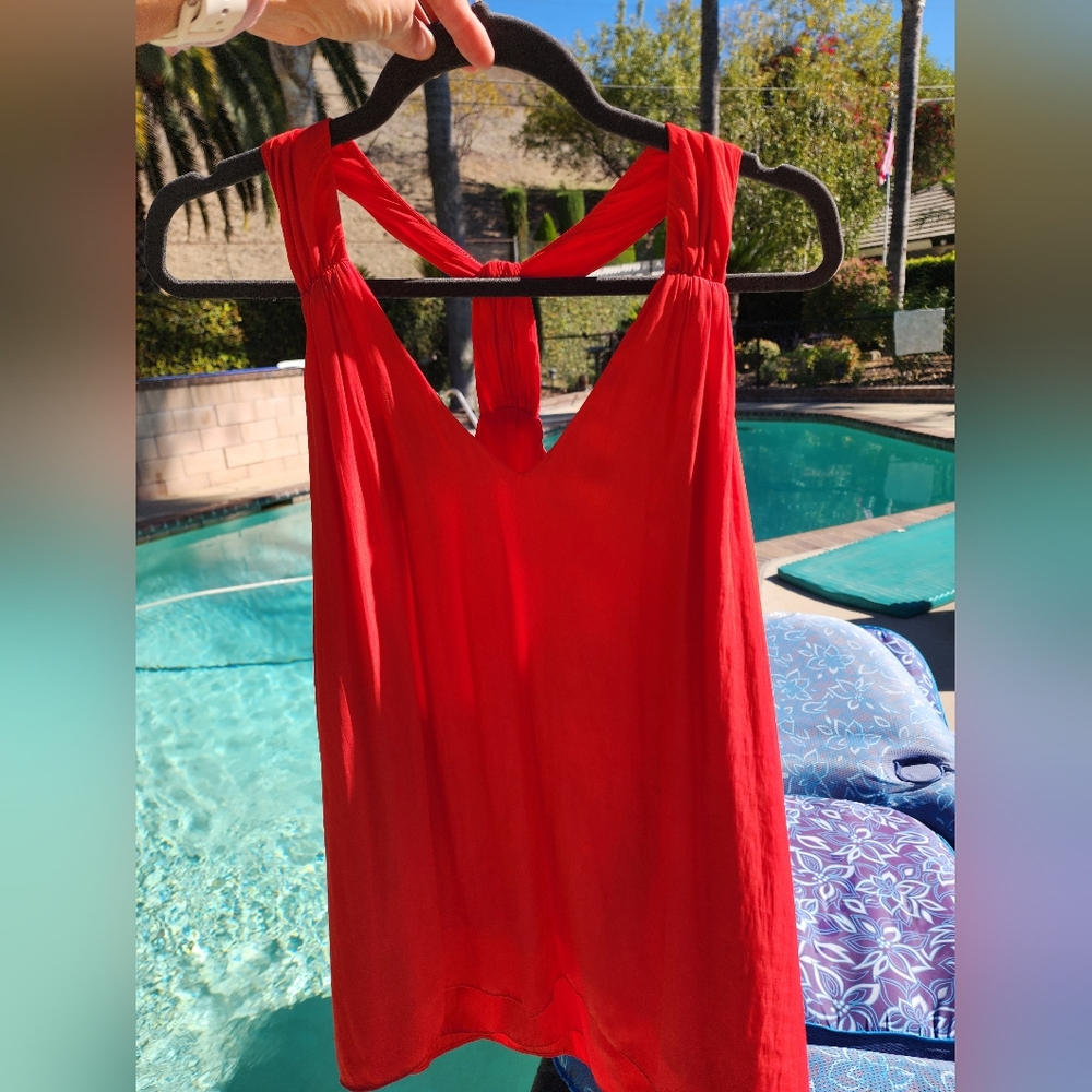 RAMY BROOK NWT, S, MADE IN USA Ramy Brook Vibrant BURNT ORANGE, LINED,RAZOR BACK